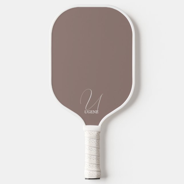 Kakaobraun Mit Monogramm Pickleball Schläger (Vorderseite)