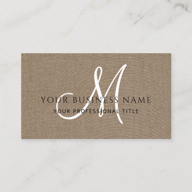Kakaobrenne Linen Einfache Minimale Monogramm Visitenkarte (Vorderseite)