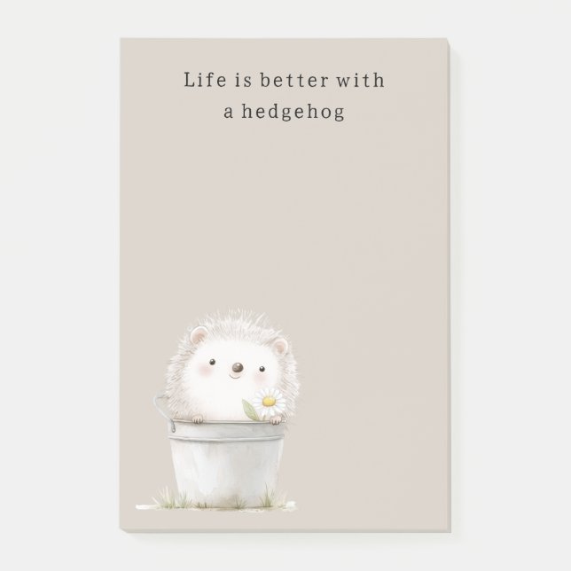 Kakaocreme-Igel-Gänseblümchen-Blumen-Eimer   Post-it Klebezettel (Vorderseite)
