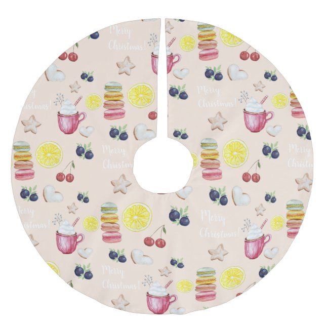 Kakaolemon Lebkuchen Wasserfarbe Polyester Weihnachtsbaumdecke (Vorderseite)