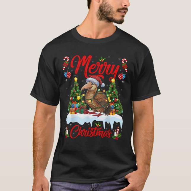 Kakapo Bird Xmas Tree Lighting Weihnachtsmannmütze T-Shirt (Vorderseite)