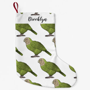 Kakapo-Vogel-Cartoon-Illustration Kleiner Weihnachtsstrumpf