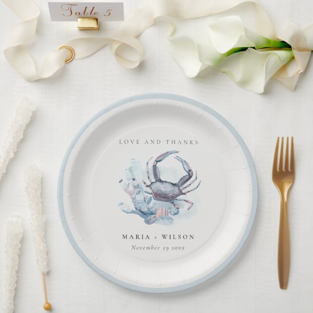 Kakerkorallenheirat mit verunreinigtem Unterwasser Pappteller (Hochzeit)