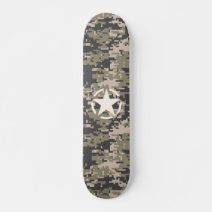Kakifarbige Art Stern-Schablone-Vintager Skateboard