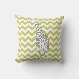 Kakifarbige Safari Zickzack mit Pop-Kunst-Giraffe Kissen