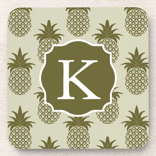 Kakifarbiges Ananas-Muster | addieren Ihre Getränkeuntersetzer (Vorderseite)