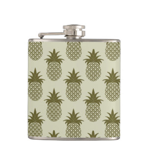 Kakifarbiges Ananas-Muster Flachmann
