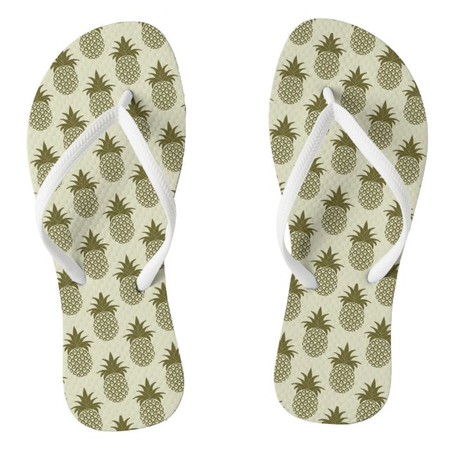Kakifarbiges Ananas-Muster Flip Flops (Fußbett)