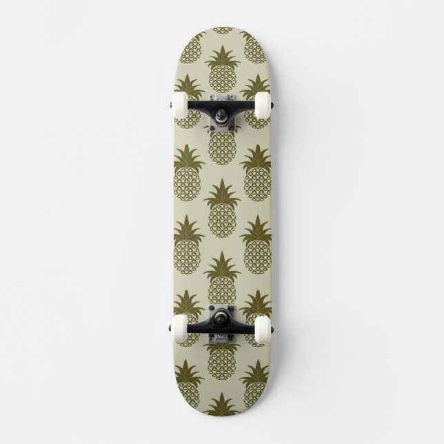 Kakifarbiges Ananas-Muster Skateboard (Vorderseite)