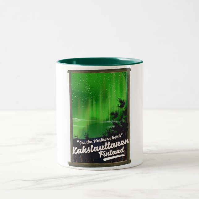 Kakslauttanen Finland-Reiseplakat Zweifarbige Tasse (Mittel)