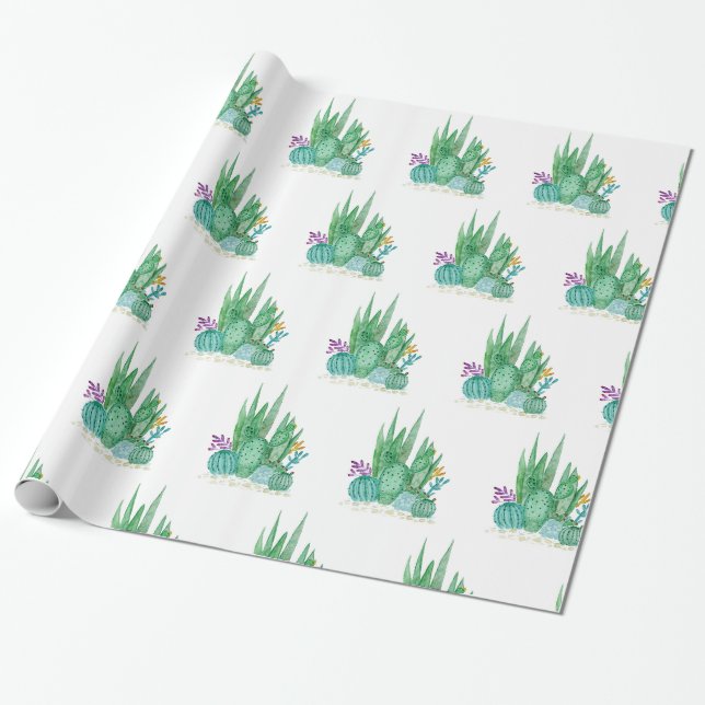 Kakteen, Aquarell Geschenkpapier (Ungerollt)