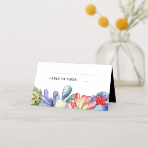 Kakteen-Aquarell-Hochzeit Platzkarte