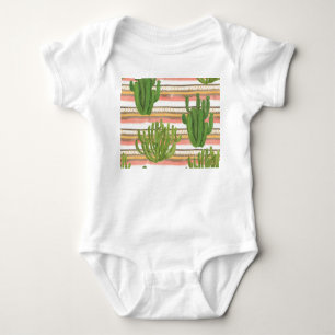 Kakteen, Aquarellfarbe, Streifen-Hintergrund, naht Baby Strampler