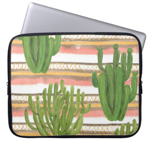 Kakteen, Aquarellfarbe, Streifen-Hintergrund, naht Laptopschutzhülle