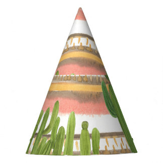 Kakteen, Aquarellfarbe, Streifen-Hintergrund, naht Partyhütchen
