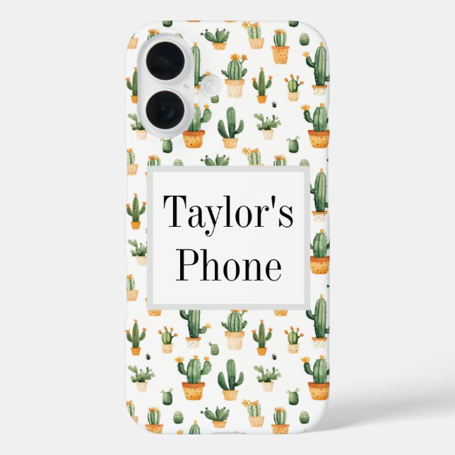Kakteen auf Weiß iPhone 16 Hülle (Rückseite)
