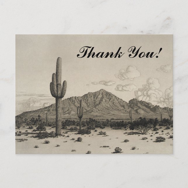 Kakteen, Berge, Wüste "Danke!" Postkarte (Vorderseite)