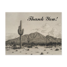 Kakteen, Berge, Wüste "Danke!" Postkarte
