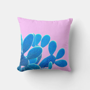Kakteen blau auf rosa Untergrund. Mode, m Kissen