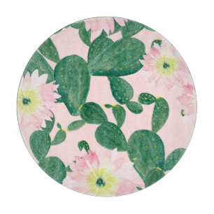 Kakteen Blume: Aquarellmalerei Schneidebrett