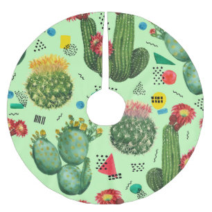 Kakteen-Blume: Geometrischer Hintergrund für Wasse Polyester Weihnachtsbaumdecke