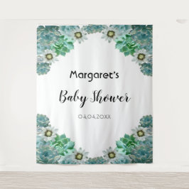 Kakteen Blume und Sukkulatur, weiße Babydusche Wandteppich
