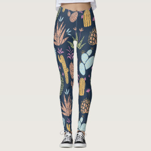 Kakteen Charm: farbenfrohe Vintage Blume Leggings