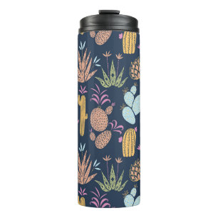 Kakteen Charm: farbenfrohe Vintage Blume Thermosbecher