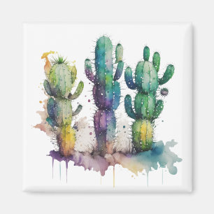 Kakteen-Design mit bunten Spritzern Magnet