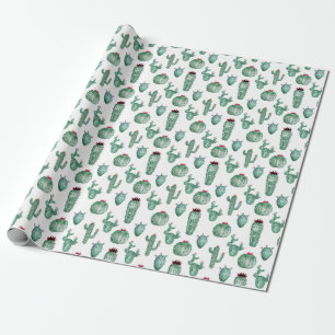 Kakteen Design Wrapping Paper, Aquarellfarbdesign Geschenkpapier