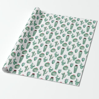 Kakteen Design Wrapping Paper, Aquarellfarbdesign Geschenkpapier
