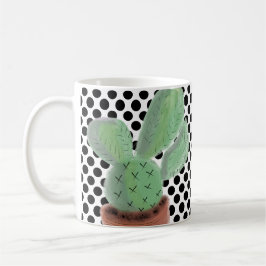 Kakteen Dots Schwarz und Weiß Kaffeetasse