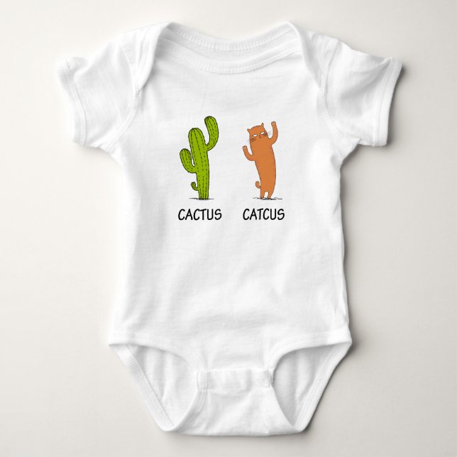 Kakteen, Funny Cat Gift, Cactus & Cat Lover Baby Strampler (Vorderseite)