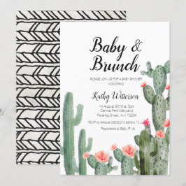 Kakteen Grün Baby Brunch Babydusche Einladung