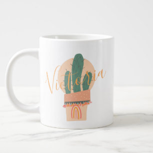Kakteen-Handzeichnung Regenbogen Gettopft Name  Jumbo-Tasse