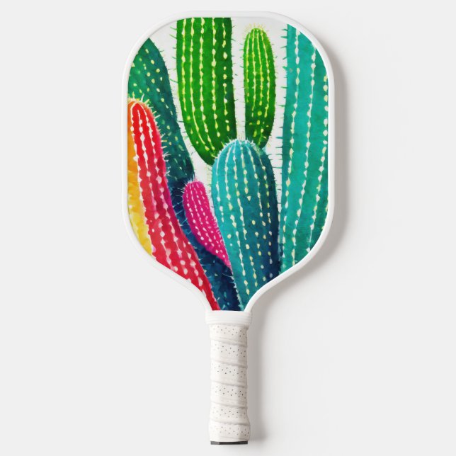Kakteen in lebhaft hellen Farben Pickleball Schläger (Vorderseite)