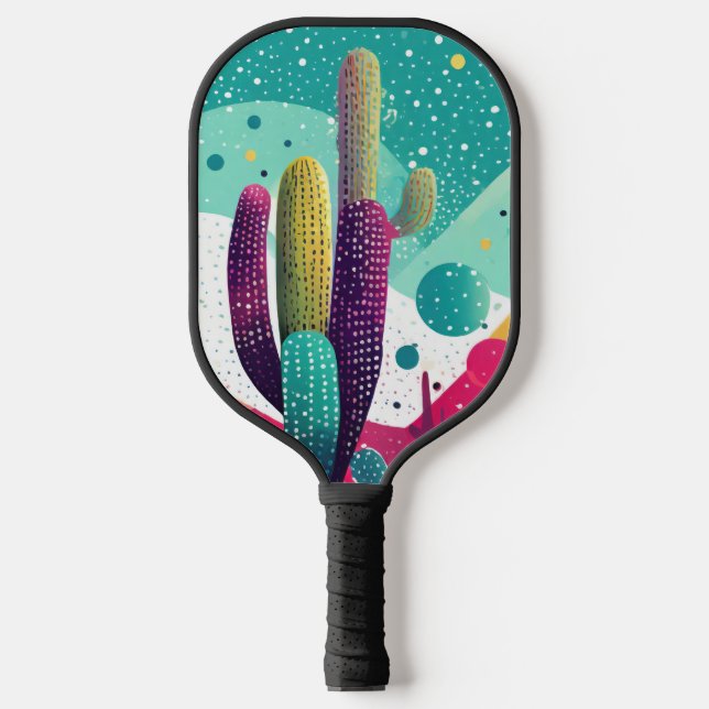 Kakteen in lebhaften Farben Pickleball Schläger (Vorderseite)