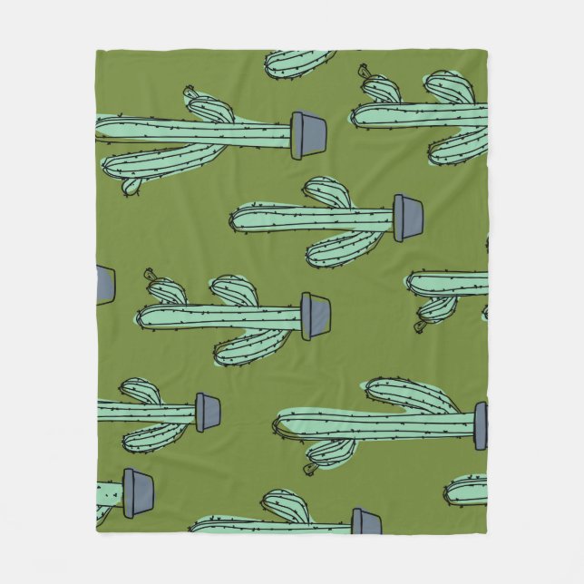 Kakteen in Pot Illustration Fleecedecke (Vorderseite)