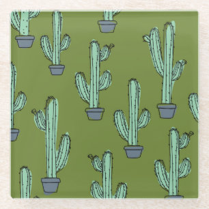 Kakteen in Pot Illustration Glasuntersetzer