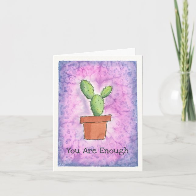 Kakteen in Pot-Lila Aquarellfarbenkarte Karte (Vorderseite)