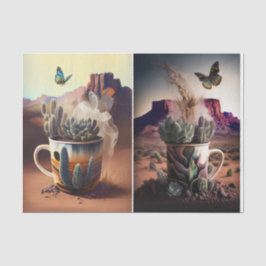 Kakteen, Kaffee und Schmetterlinge, Südwestvibes, Seidenpapier