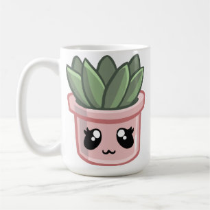 Kakteen Kawai Grün Sukkulente Wasserfarbe Pflanze Kaffeetasse