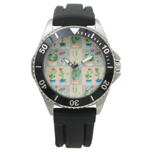 Kakteen-Liebe - Aquarell Armbanduhr