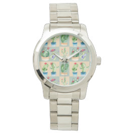 Kakteen-Liebe - Aquarell Armbanduhr
