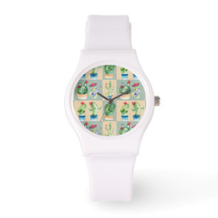 Kakteen-Liebe - Aquarell Armbanduhr