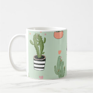 Kakteen Liebe: Niedliches Cartoon Muster. Kaffeetasse