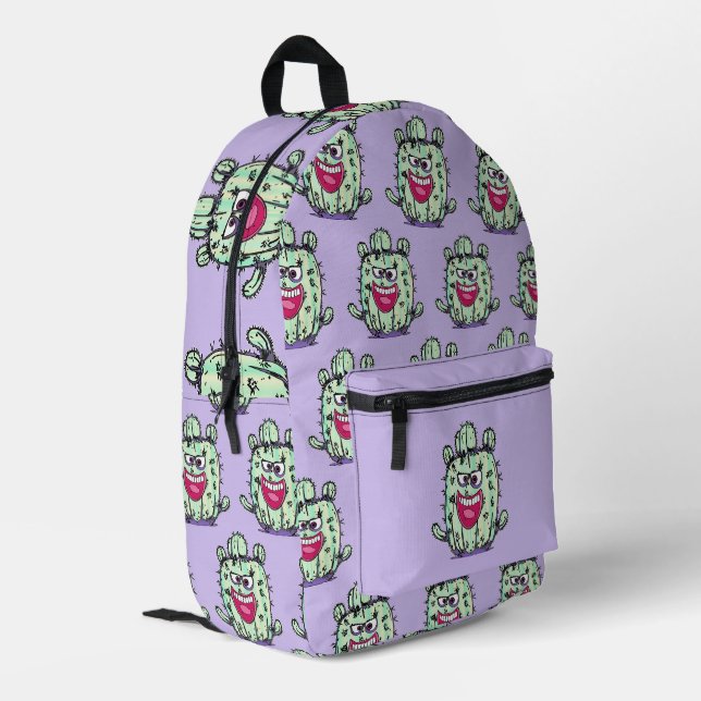 Kakteen mit Haltung Bedruckter Rucksack (Rückseitige Ecke links)