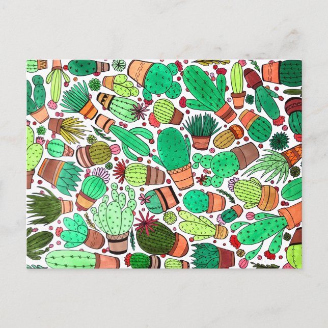 Kakteen Pflanze Grüner Kakteen Garden Postkarte (Vorderseite)