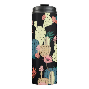 Kakteen-Pflanze: Vintages botanisches Muster Thermosbecher