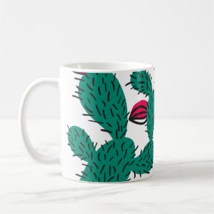 Kakteen Pflanze, Vintages, nahtloses Muster. Kaffeetasse